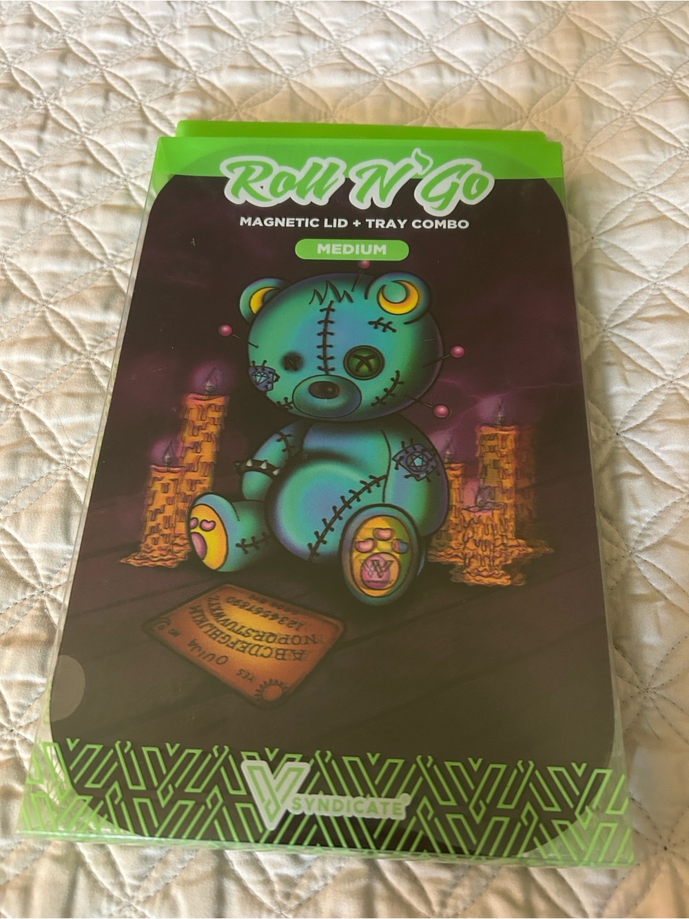 Roll N' Go Magnetic Lid + Rolling Tray Combo - V Syndicate Design - Ouija Bear